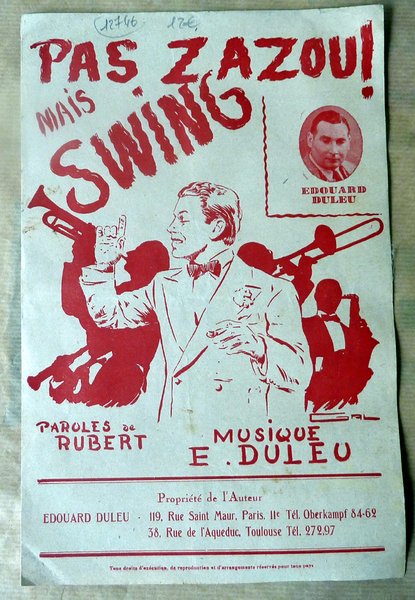 Pas Zazou mais Swing. Partition complète parole et musique.