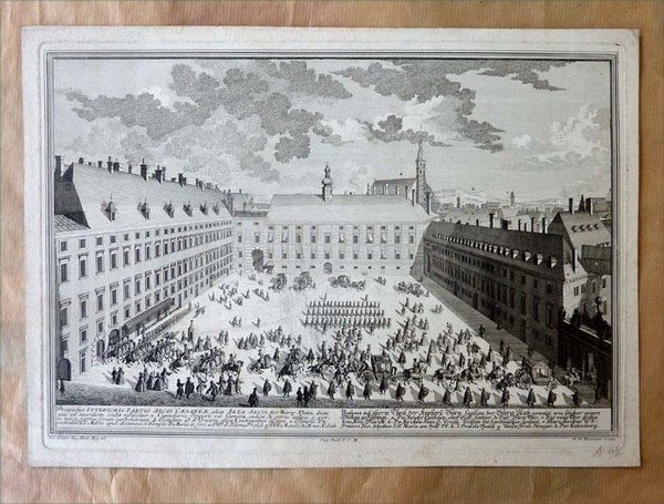 Ensemble de 6 gravures sur cuivre représentant des scènes de …