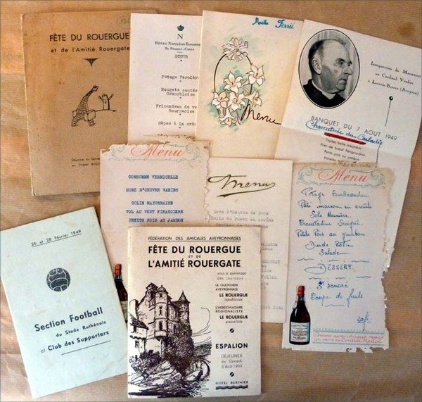 Fêtes du Rouergue et de l'amitié rouergate; menus divers; 10 …