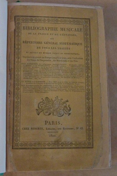 Bibliographie Musicale de La France et de L'Etranger, ou Répertoire …