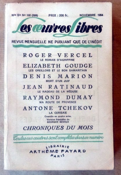 Les Oeuvres Libres. novembre 1954