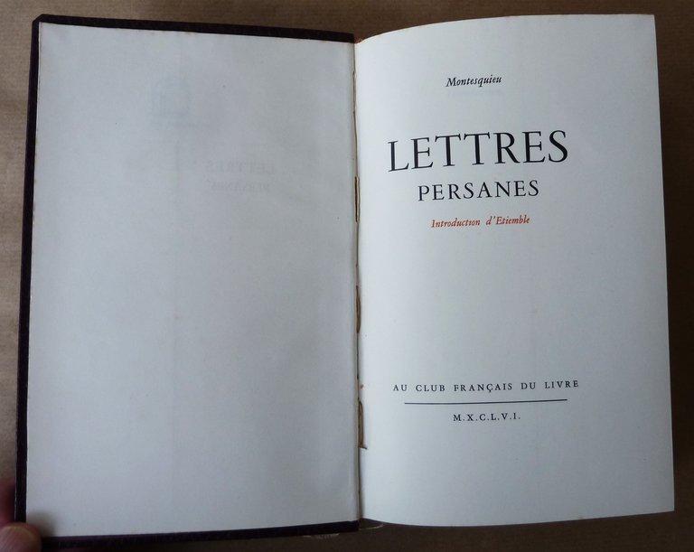 Lettres Persanes. Introduction d'Etiemble.