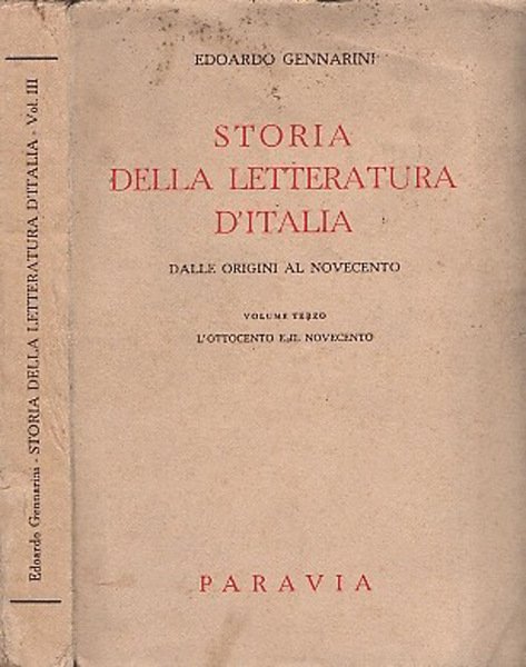 Storia della letturatura d'Italia Dalle origini al novecento