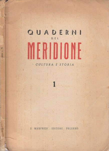 Quaderni del meridione anno I n 1 1958 Cultura e … | Immagine principale