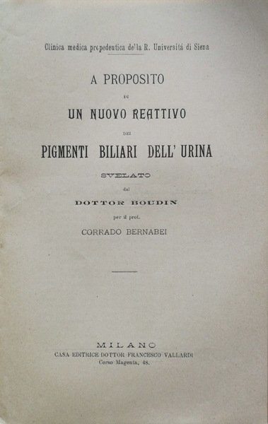A proposito di un nuovo reattivo dei pigmenti biliari dell'urina