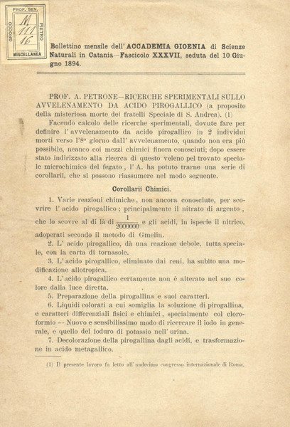 Ricerche sperimentali sullo avvelenamento da acido pirogallico | Immagine principale