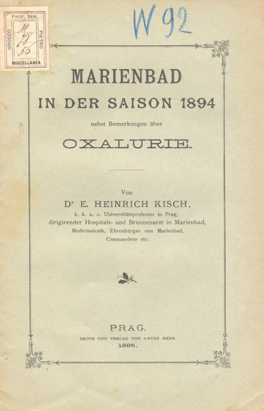 Marienbad in der saison 1894 nebst bemerkungen uber oxalurie
