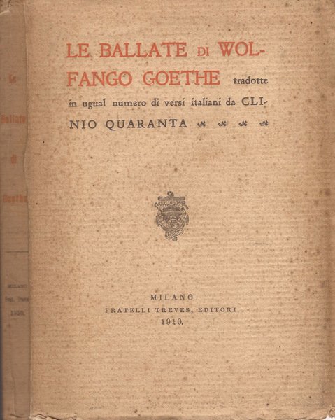 Le ballate di Wolfango Goethe