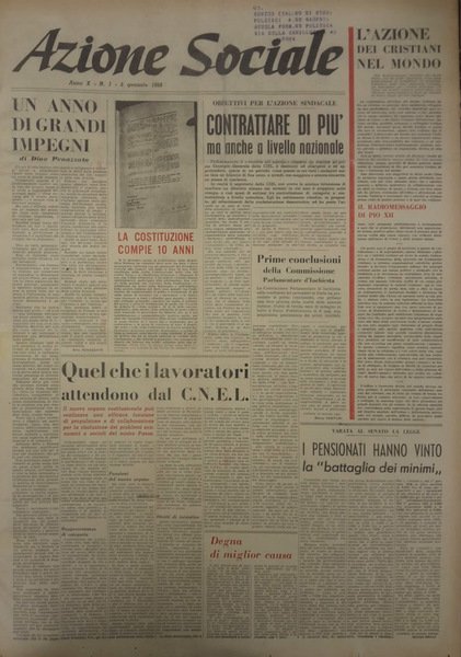 Azione sociale anno X (dal n°1 al n°52 del 1958)