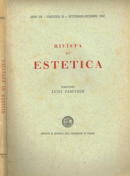 RIVISTA DI ESTETICA ANNO VII FASCICOLO III
