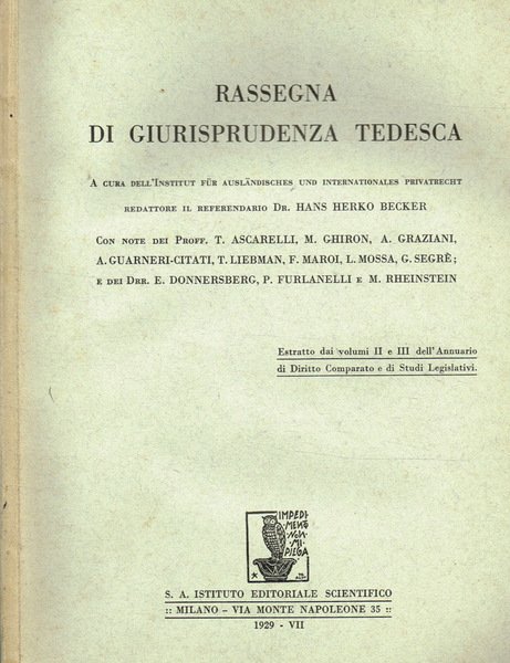 RASSEGNA DI GIURISPRUDENZA TEDESCA