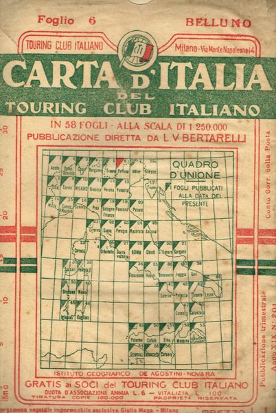 Carta d'Italia. Foglio 6 Belluno