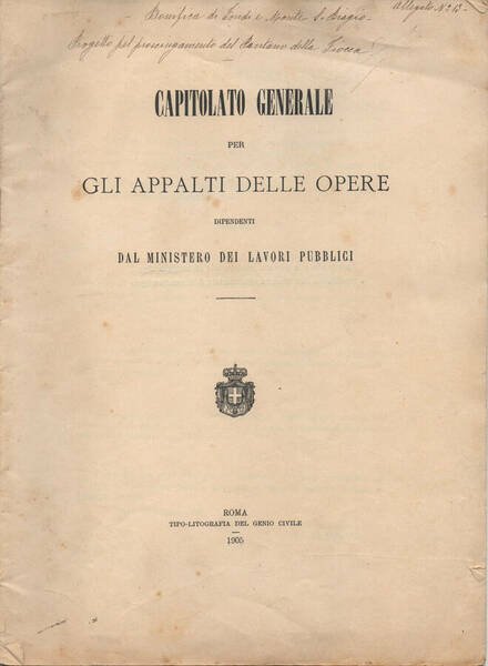 Capitolato Generale per gli appalti delle opere dipendenti dal Ministero …