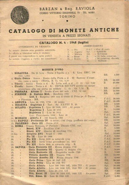 Catalogo di monete antiche