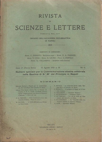 Rivista di Scienze e Lettere - Numero speciale per la …