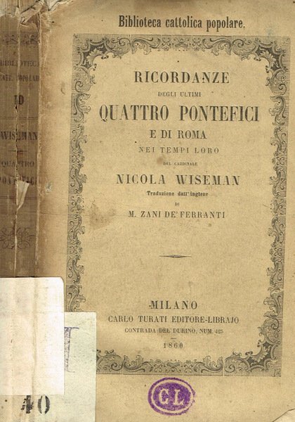 Ricordanze degli ultimi quattro pontefici e di Roma nei tempi … | Immagine principale