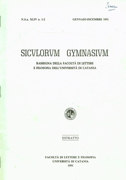 SICULORUM GYMNASIUM N.S.a.XLIV n.1-2 ESTRATTO | Immagine principale