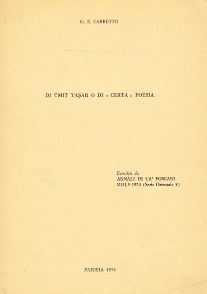 DI UMIT YASAR O DI CERTA POESIA