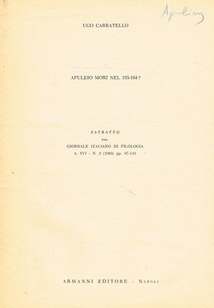 APULEIO MORI NEL 163-164? | Immagine principale