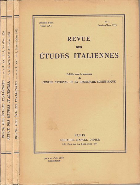 Revue des Etudes Italiennes | Immagine principale