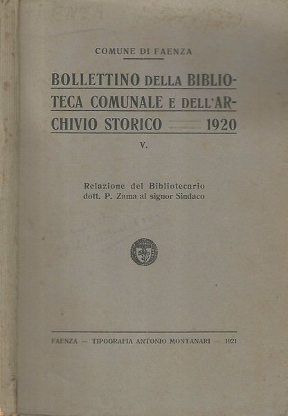 Bollettino della Biblioteca Comunale e dell'Archivio Storico 1920