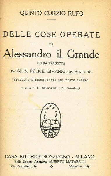 DELLE COSE OPERATE DA ALESSANDRO IL GRANDE | Immagine principale