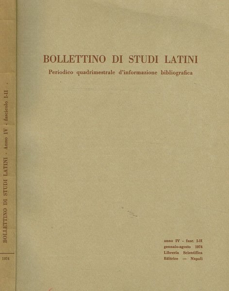 BOLLETTINO DI STUDI LATINI anno IV fasc.I II | Immagine principale
