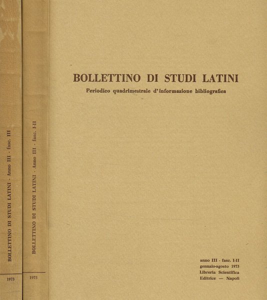 BOLLETTINO DI STUDI LATINI anno III | Immagine principale