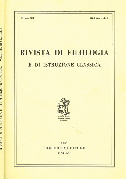 RIVISTA DI FILOLOGIA E I ISTRUZIONE CLASSICA vol. 124 fasc.3 | Immagine principale