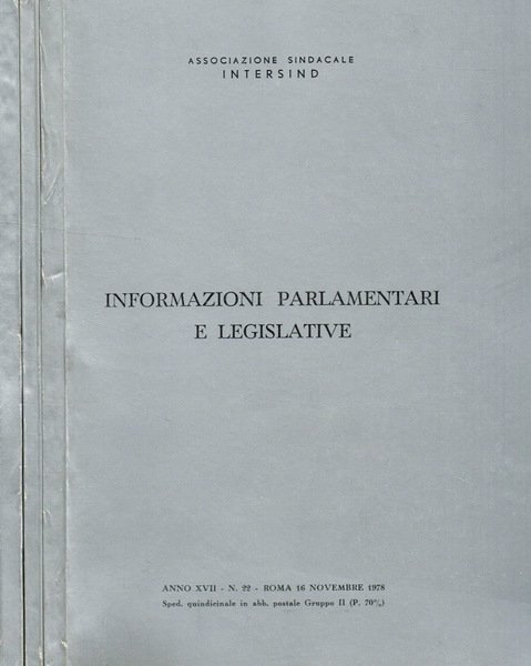 Informazioni parlamentari e legislative anno XVII n.22, 23, 24