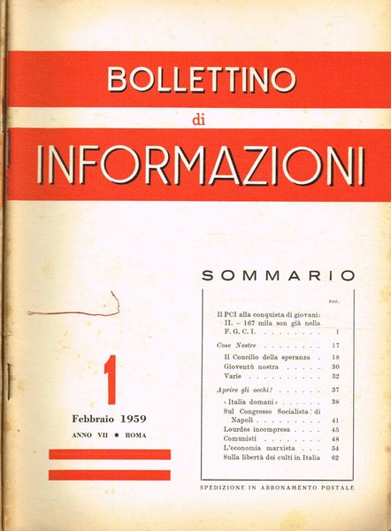 Bollettino di informazioni. Vicariato di Roma anno VII numero 1 …
