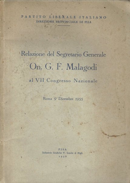 Relazione del Segretario Generale On. G. F. Malagodi al VII … | Immagine principale
