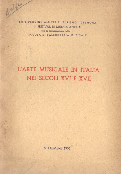 L'arte musicale in italia nei secoli XVI e XVII