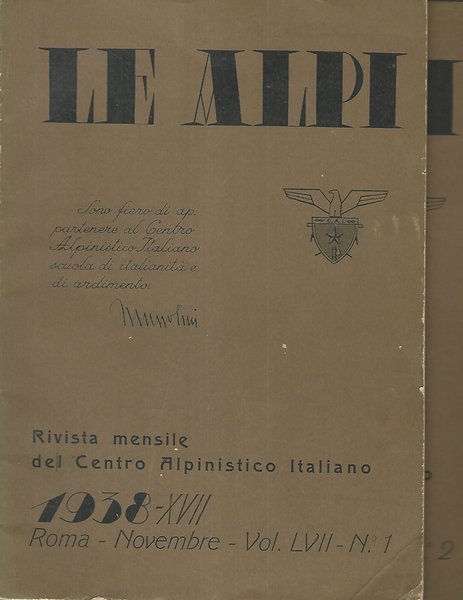 Le Alpi Vol. LVII, num. 1-2 anno 1938