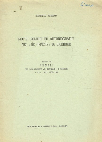 Motivi politici ed autobiografici nel De Officiis di Cicerone | Immagine principale