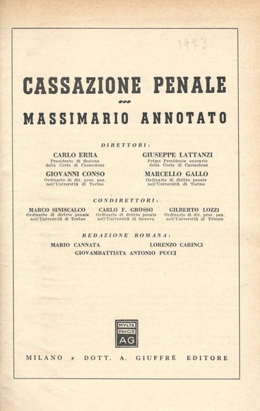 Cassazione Penale anno XIII