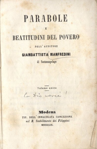 Parabole e beatitudini del povero