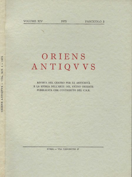 Oriens Antiquus Volume XIV 1975 fascicolo 3