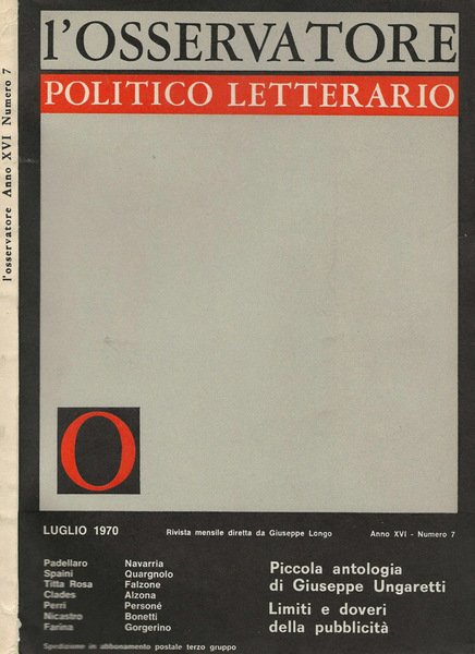 LOsservatore politico letterario N.7 anno 1970