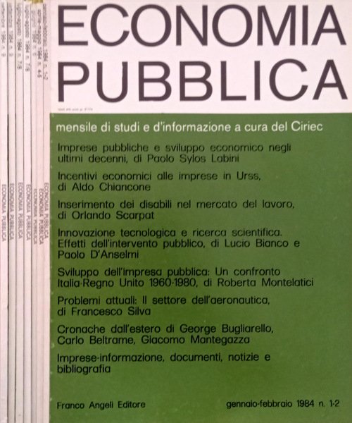 Economia pubblica anno 14 n.1-2,4-5, 6,7-8,9 1984 | Immagine principale