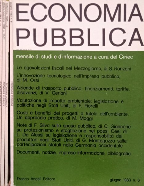 Economia pubblica anno 13 n.6,9,10-11,12