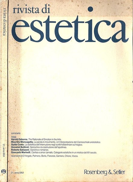 Rivista di Estetica. Anno XXVI n. 21