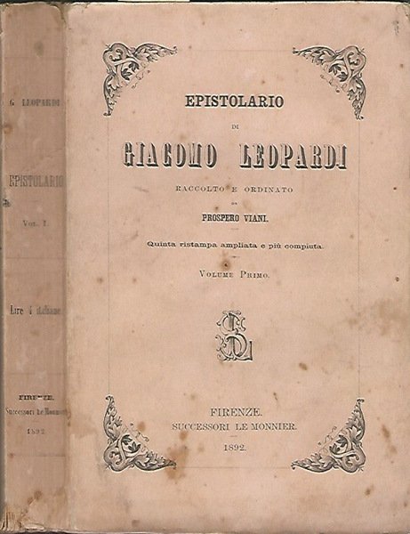 Epistolario di Giacomo Leopardi, vol. I | Immagine principale