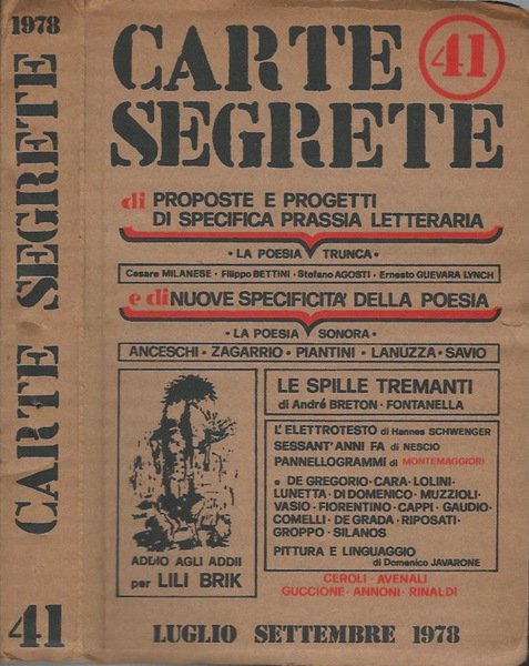 Carte Segrete di proposte e progetti di specifica prassia letteraria n. 41 - Luglio Settembre 1978