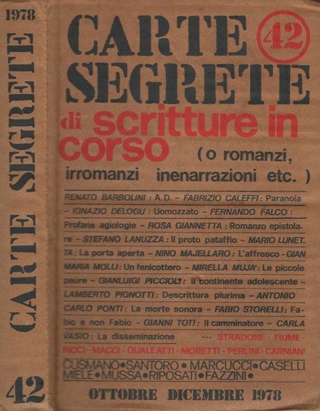 Carte Segrete di scritture in corso n. 42 - Ottobre Dicembre 1978