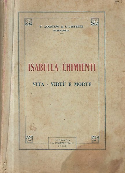 ISABELLA CHIMENTI. VITA - VIRTU' E MORTE