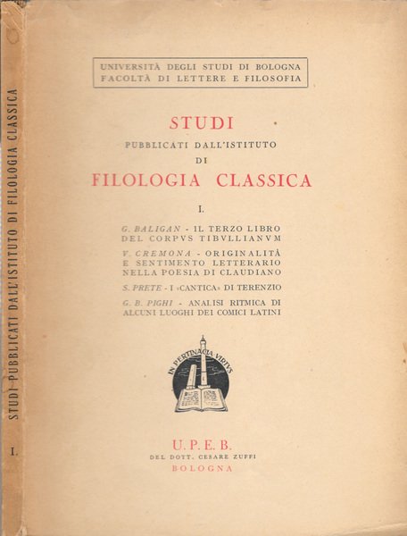 Studi Pubblicati dall'Istituto di Filologia Classica