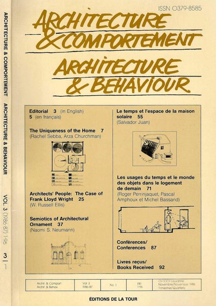Architecture & Comportement. Architecture & Behaviour
