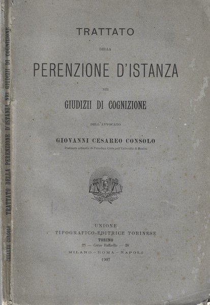 Trattato della Perenzione d'istanza nei giudizi di cognizione