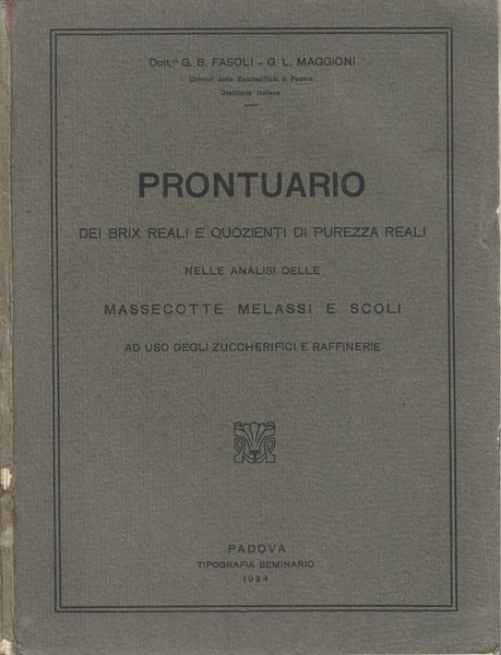 Prontuario dei brix reali e quozienti di purezza reali nelle …